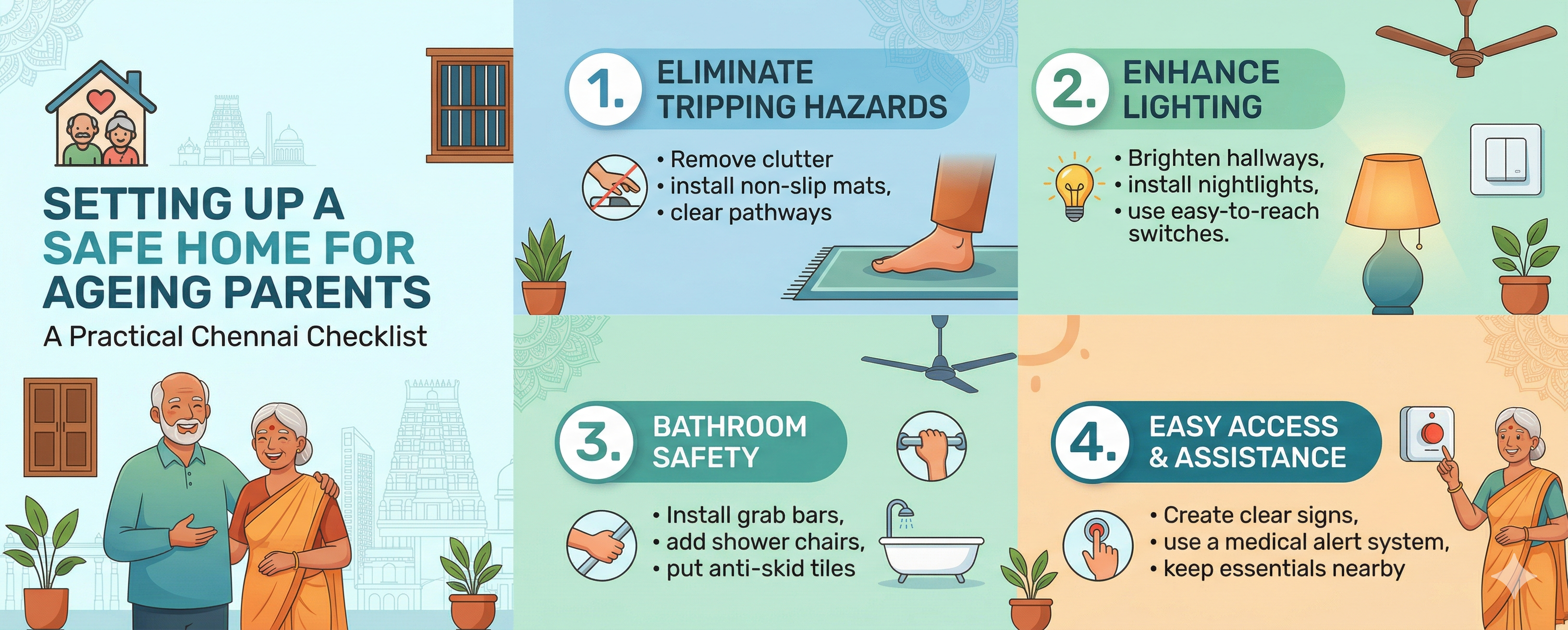 Setting Up a Safe Home for Ageing Parents — A Practical Chennai Checklist