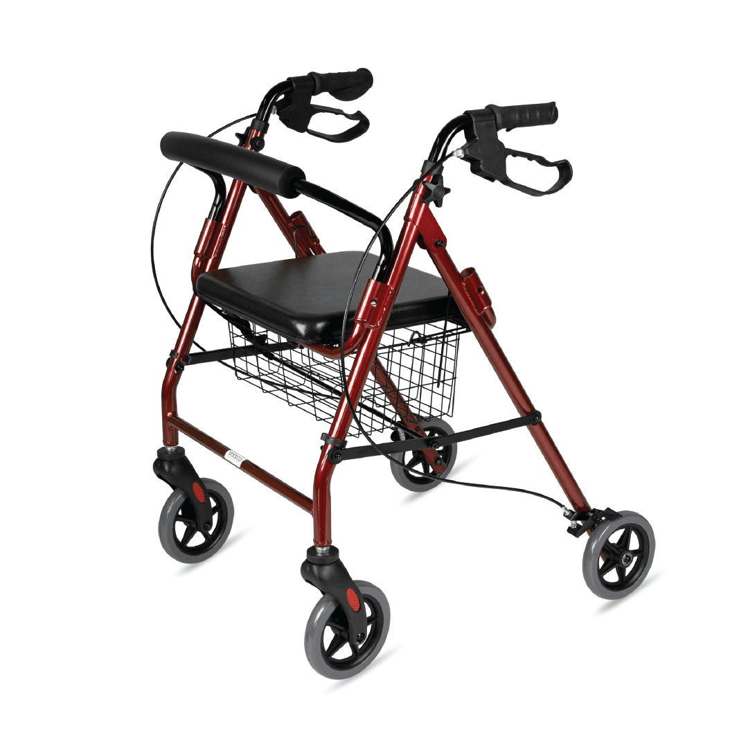 Rollator Walker (Aluminium) With Seat & Basket | Foldable | Weight Bearing Capacity 120kg - AeonCare