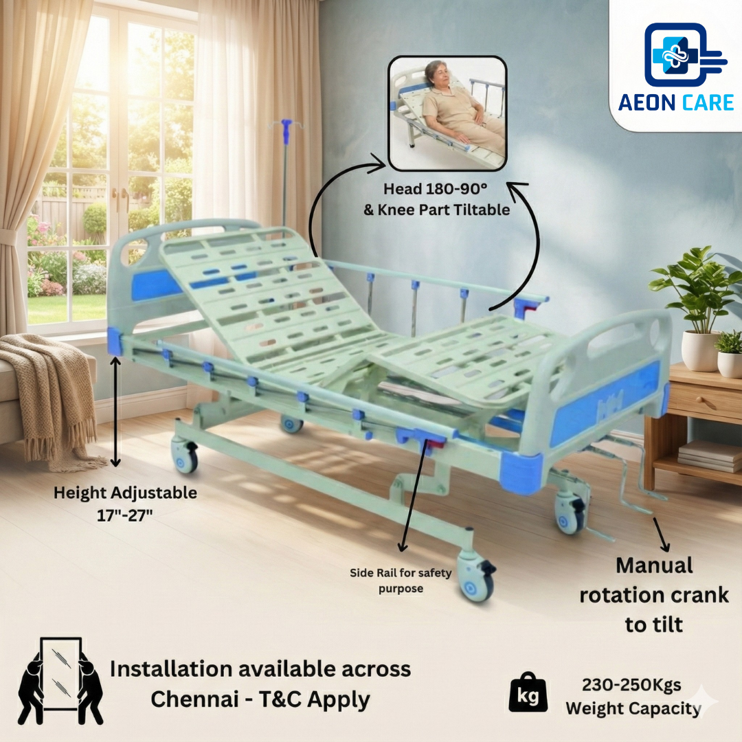 Hospital Bed for Home - 3 Function Fowler Cot Manual