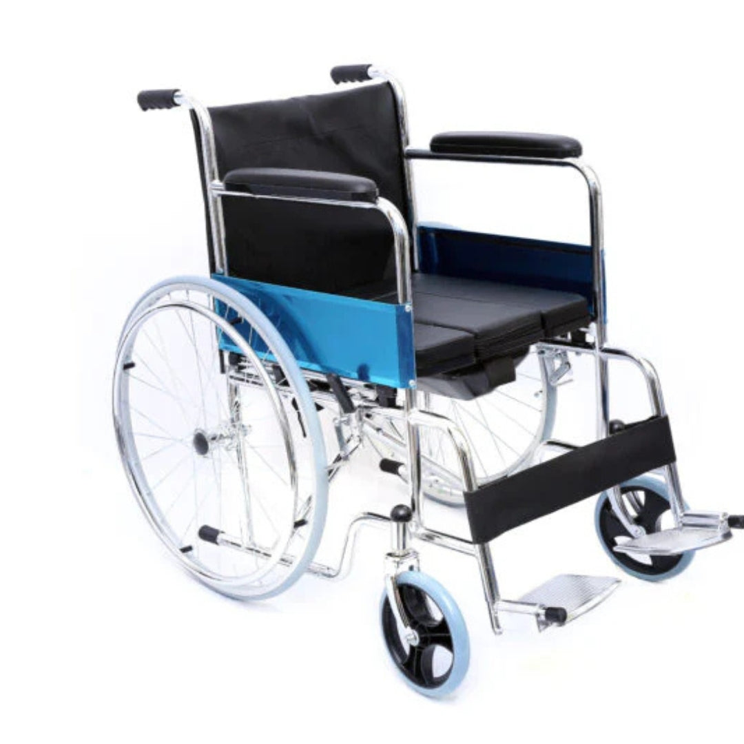 Commode Wheelchair - U Cut Seat, Wheelchair with Commode/Potty