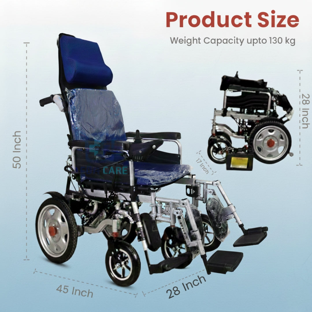 Electric Recliner Wheelchair - Foldable Reclinable Motorized Wheelchair