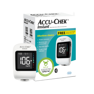 Accu-Chek Instant Glucometer Kit with Free 10 Test Strips & Bluetooth Connectivity) - AeonCare