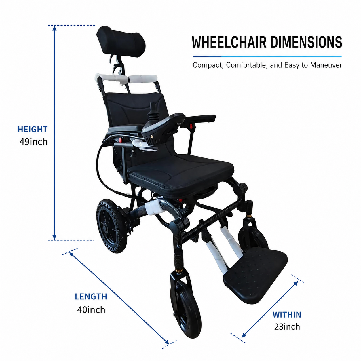 Electric Reclining Wheelchair with Lithium ion Battery - Foldable