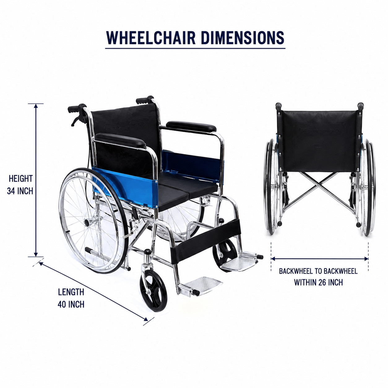 Foldable Wheelchair with Cushion Seat & Attendant Brake 809YJ