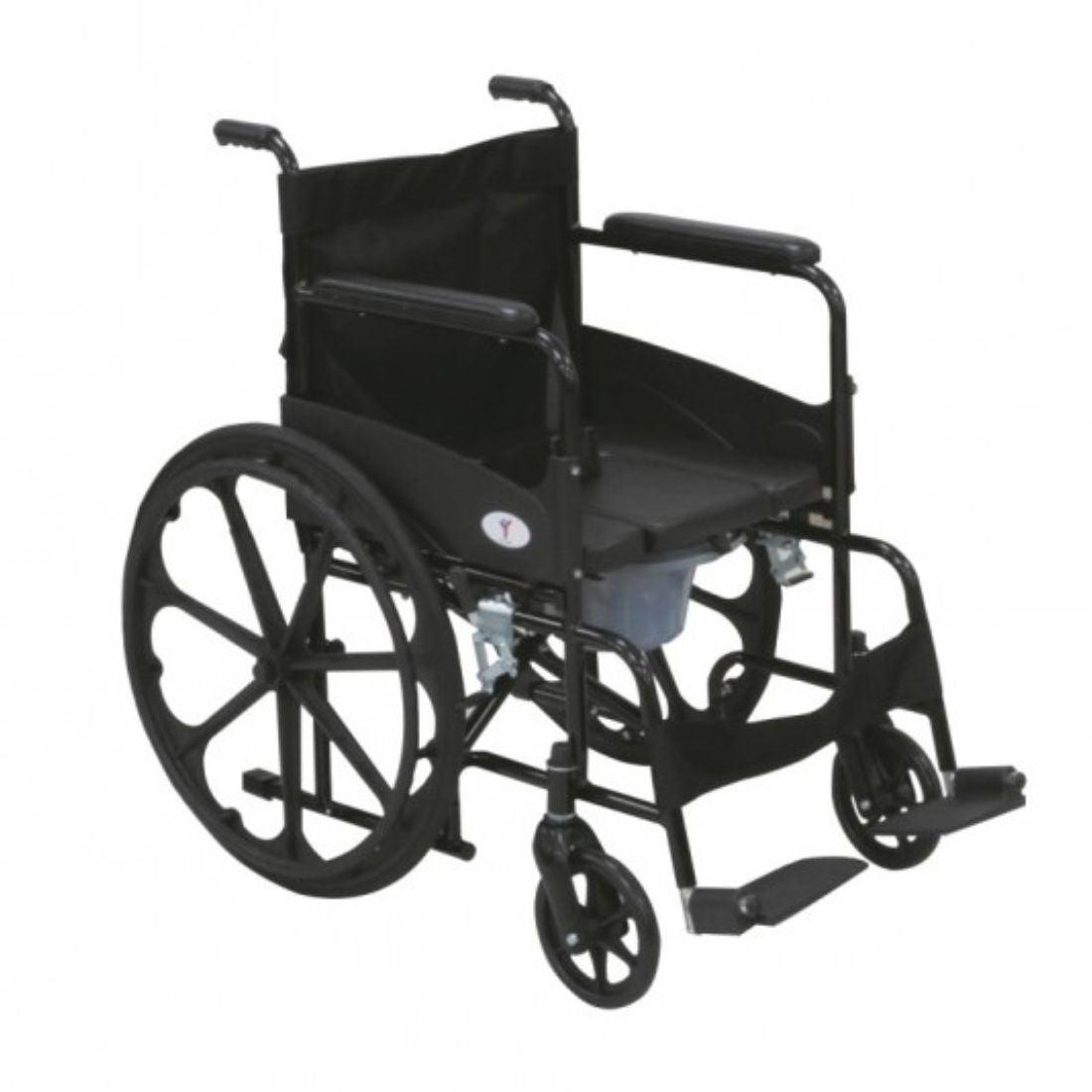 Commode Wheelchair U cut seat - Powder Coated Foldable Wheelchair - AeonCare