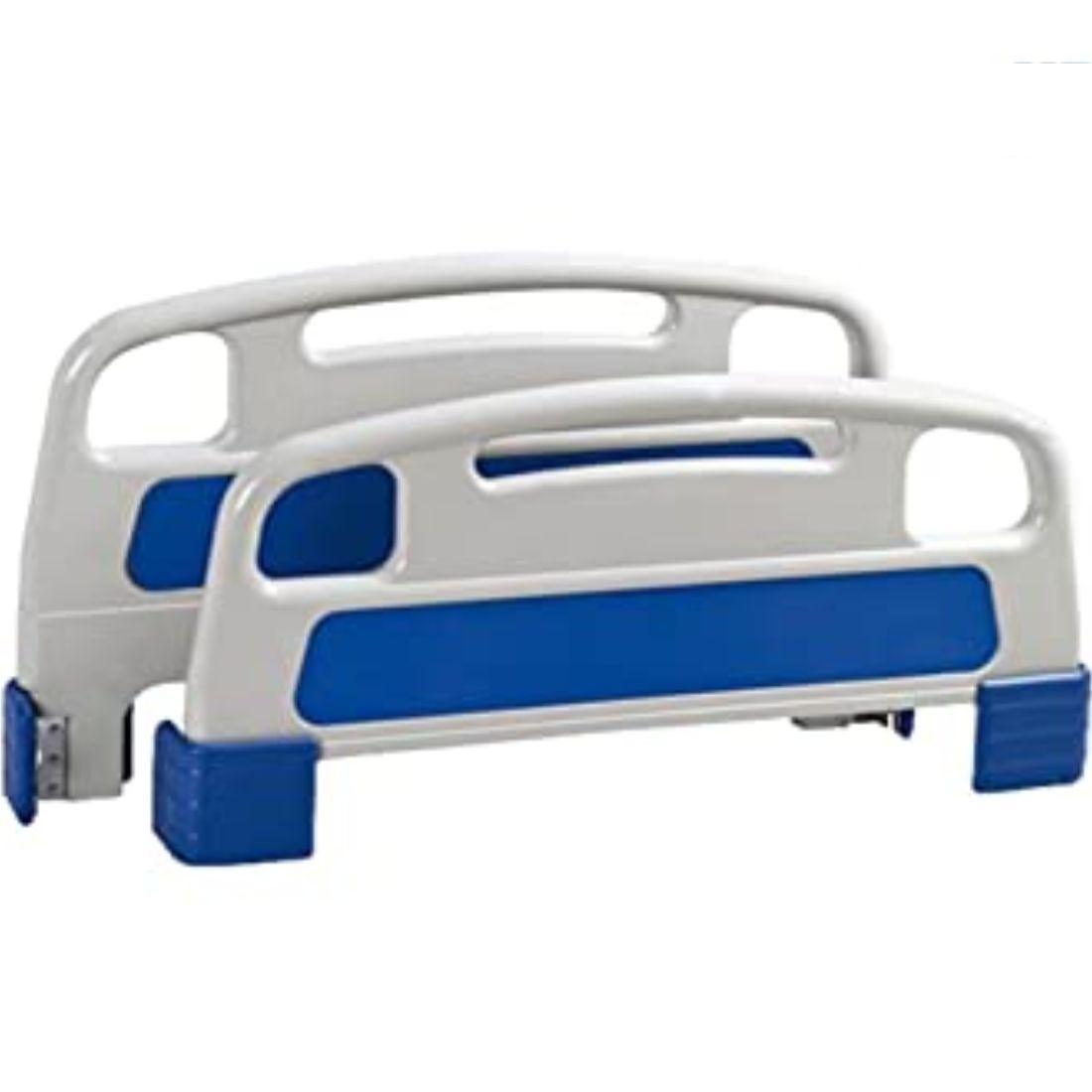 Hospital Bed for Home - Semi Fowler Bed with Castor Wheels, Head Adjustable, Side Railing, & IV Stand - AeonCare