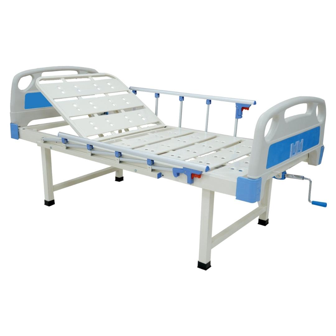 Hospital Bed for Home: Semi Fowler Bed with Head Adjustable, Side Railing, & IV Stand - AeonCare