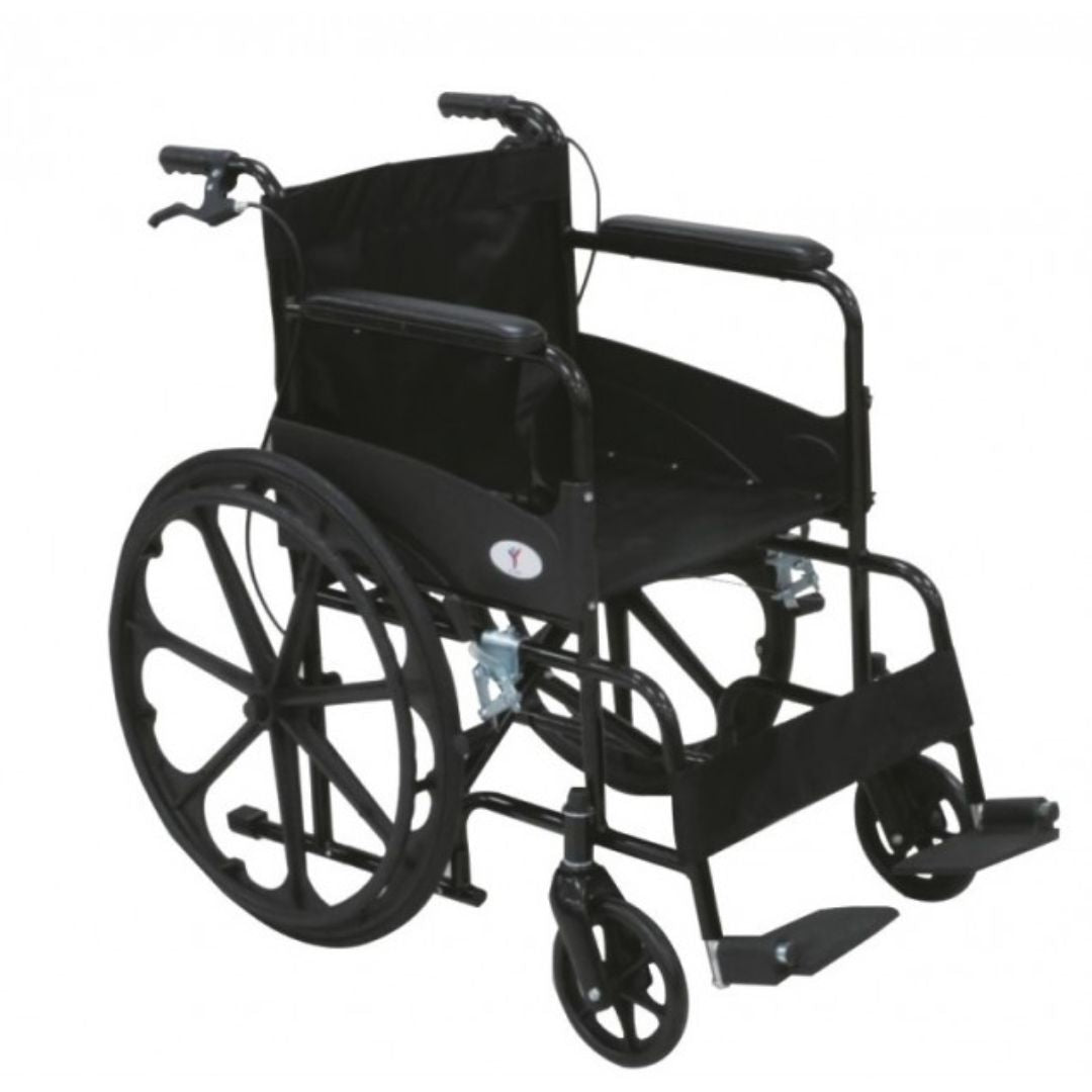 Wheelchair Basic Powder Coated With Seat Belt & Brake Assist