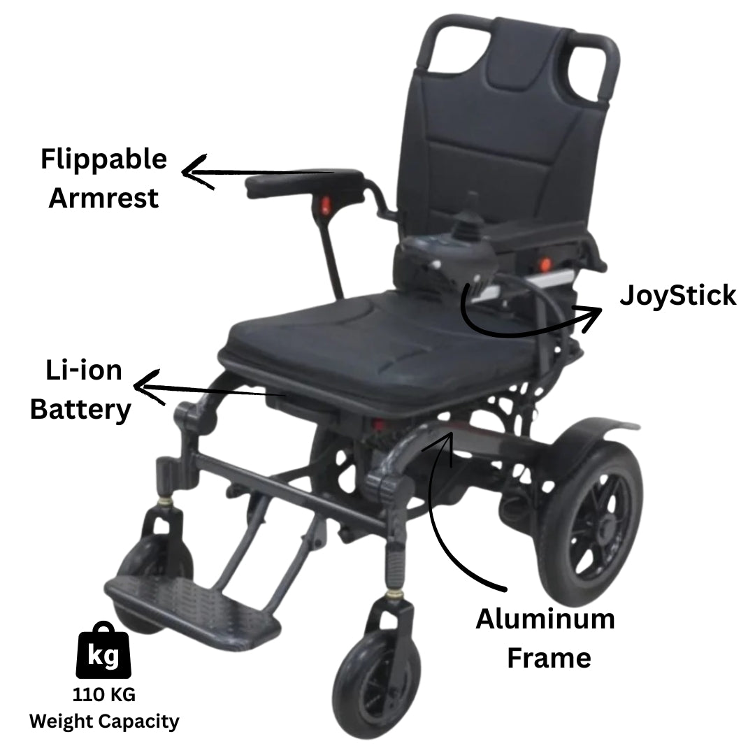 Electric Wheelchair - Foldable With Compact & Lithium Battery - Motorized Wheelchair
