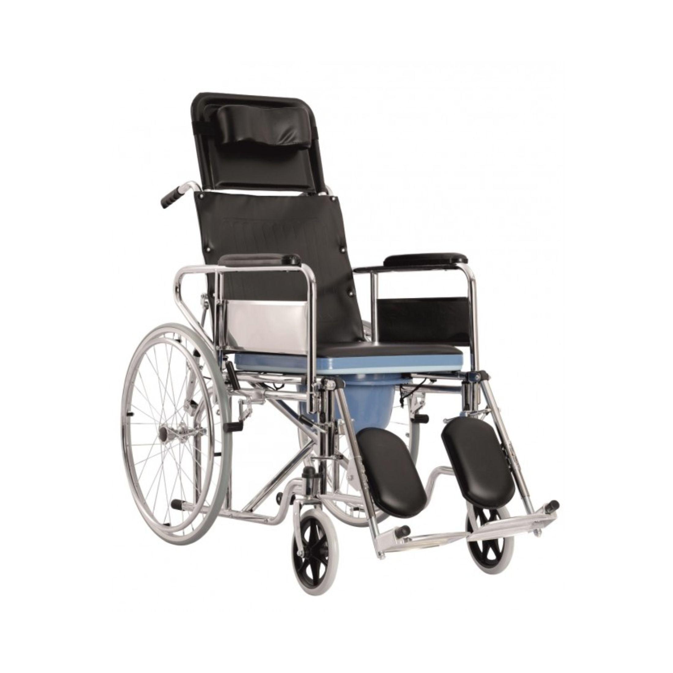Recliner Wheelchair with Commode/Toilet Pot - Foldable Reclining Wheelchair - AeonCare