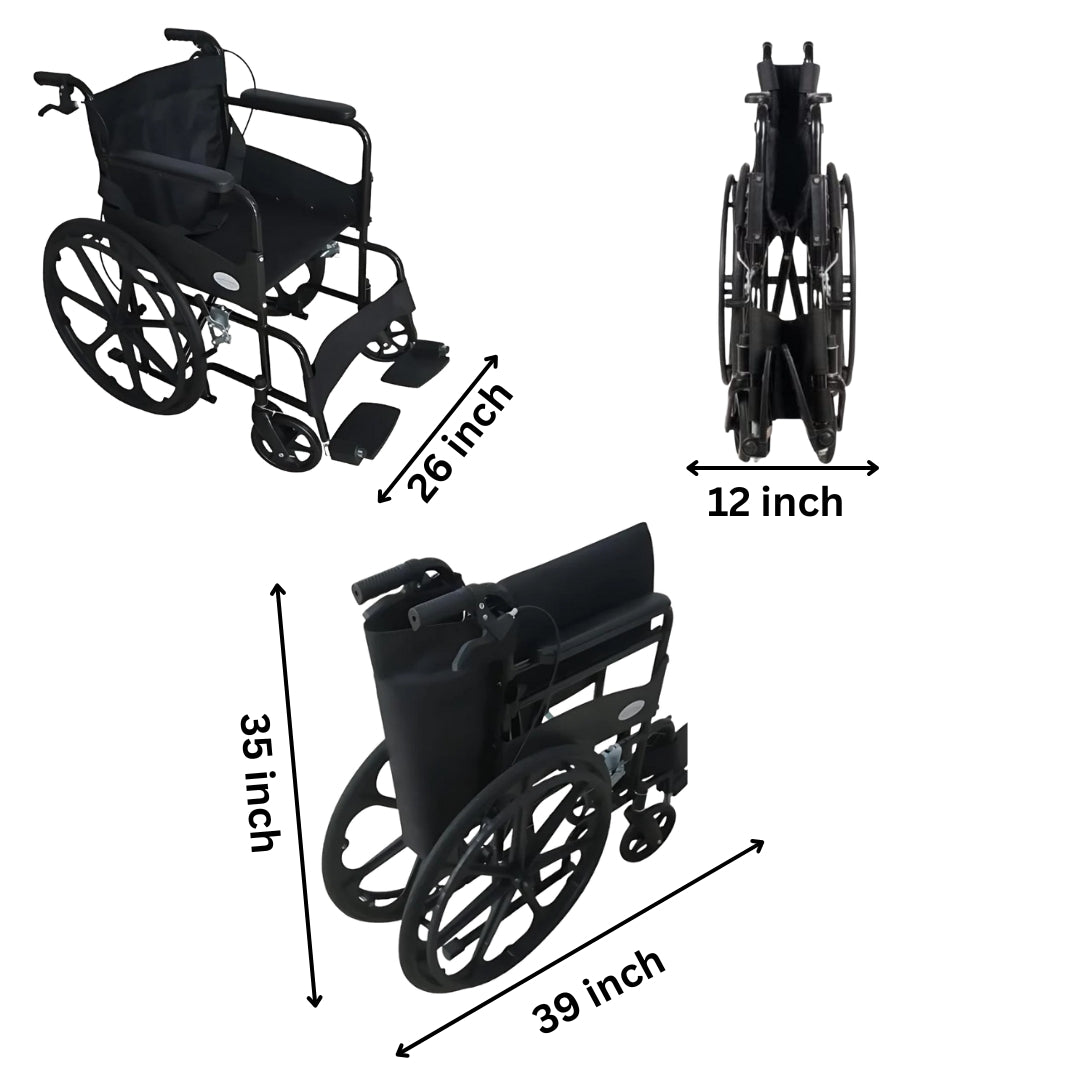 Foldable Lightweight Wheelchair with Attendant Brakes