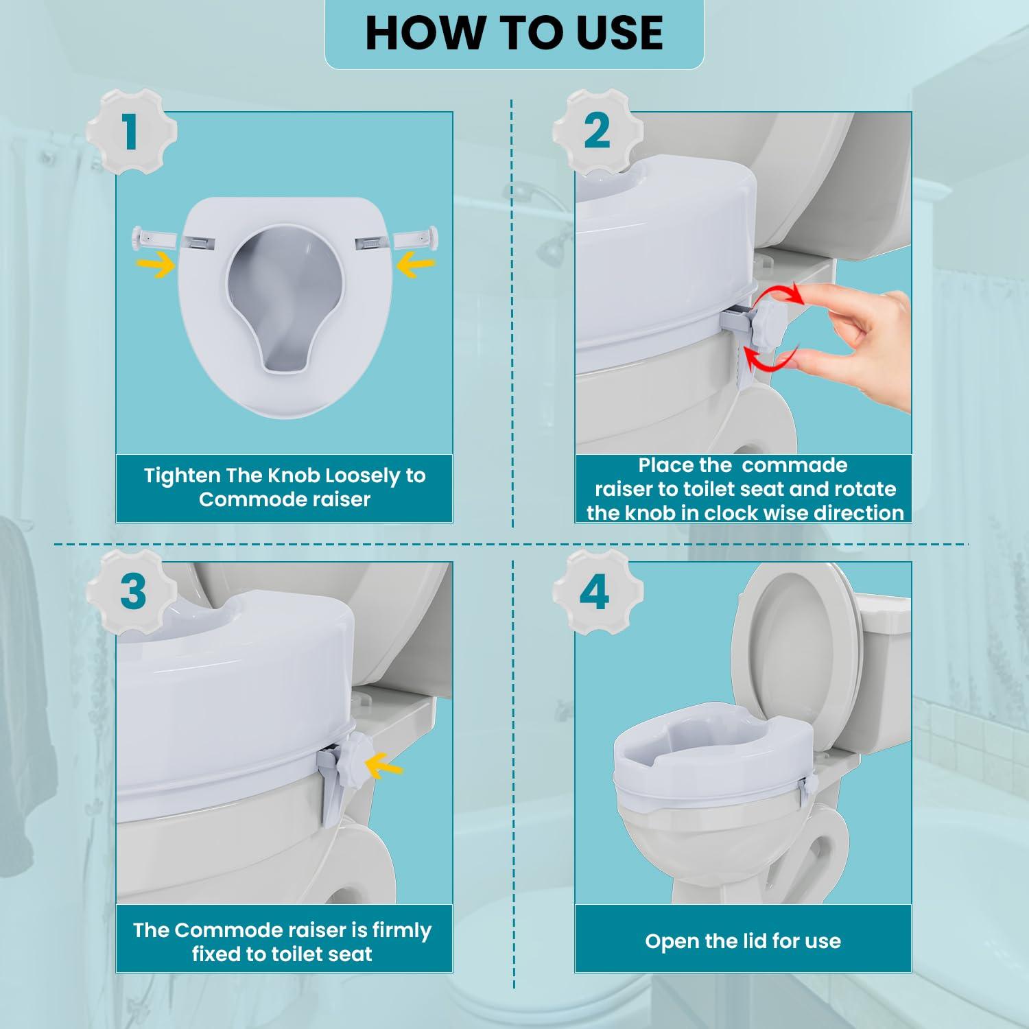 Toilet Riser - Commode Elevated/Raiser Seat - AeonCare
