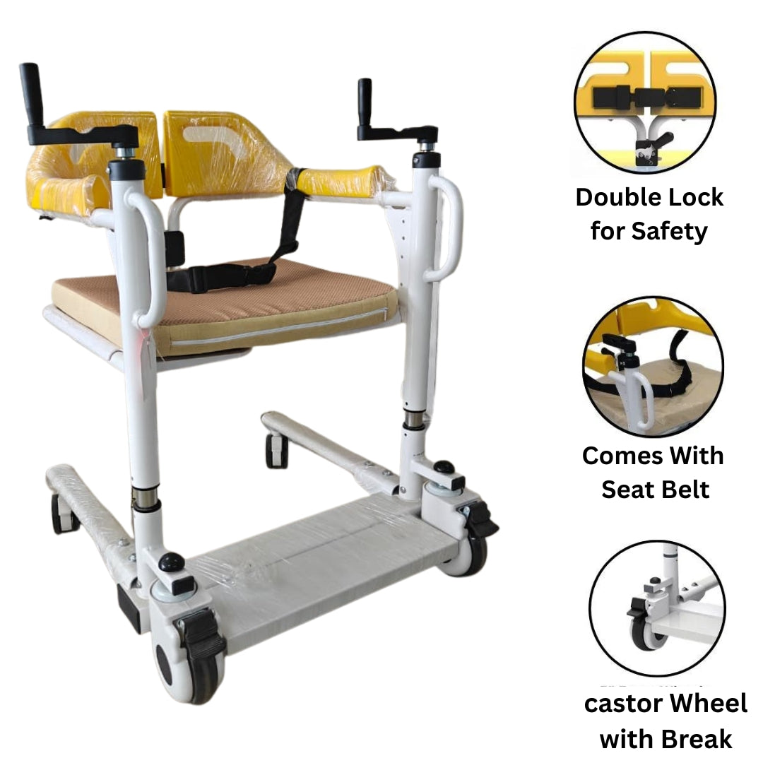 Patient Lift Transfer Wheelchair - Multipurpose Manual Transfer Wheelchair