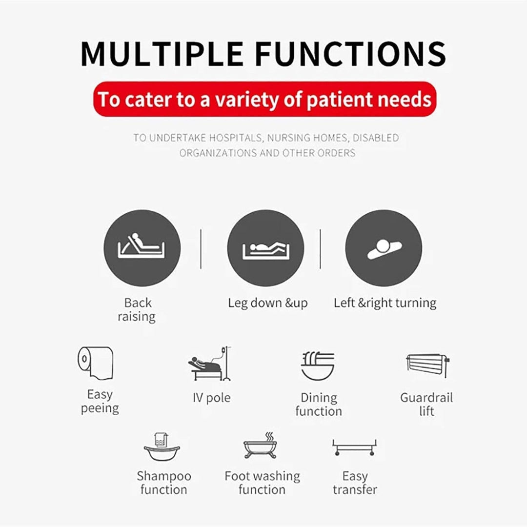 Multi-function Hospital Bed - 3 Function Fowler Cot - Manual