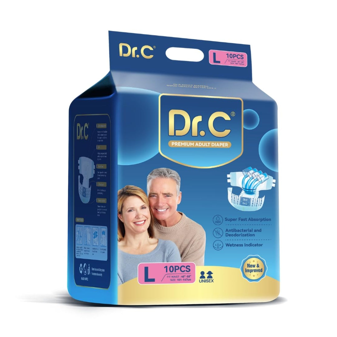 Dr.C Overnight Adult Diaper (Tape Style) High Absorption, 16 hrs Protection, Odour Free & Leak Proof