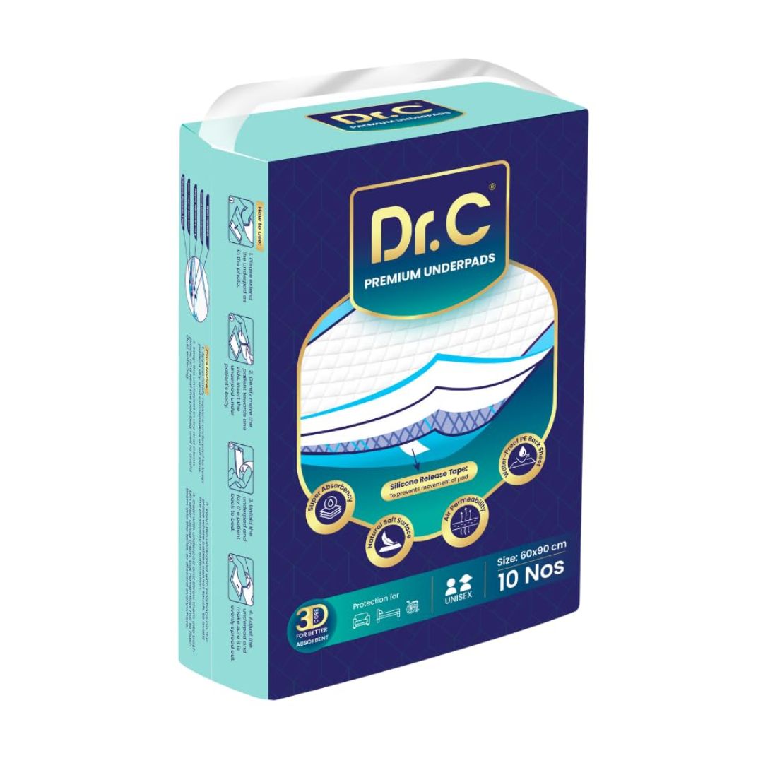 Dr.C Premium Adult Underpads with High Absorption for Incontinence and Leak Proof Protection