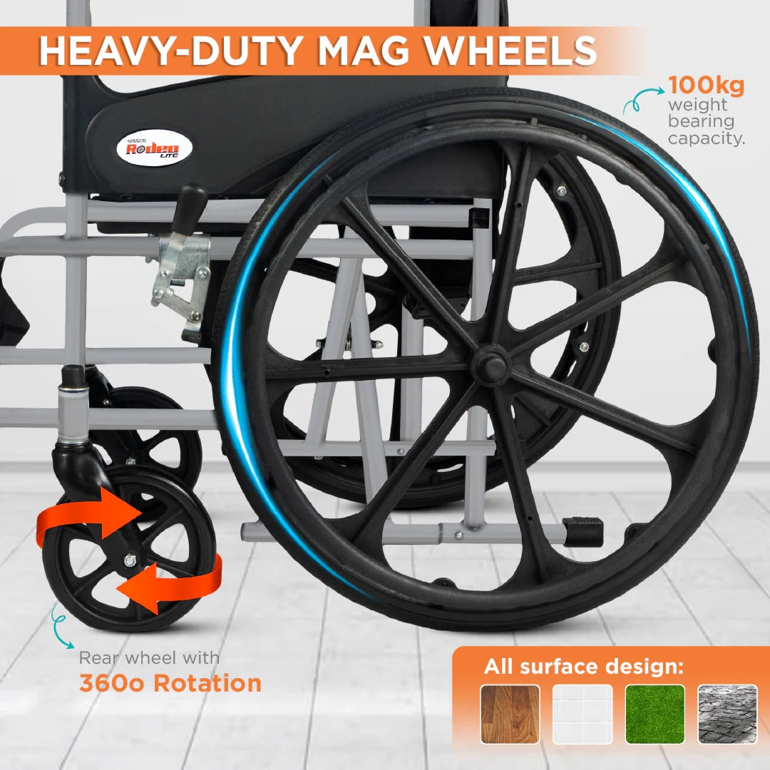 VISSCO - Rodeo Lite Foldable Wheelchair with Mag Wheels - 9983