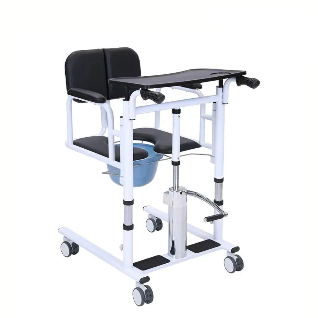 Lift & Transfer Wheelchair - Hydraulic (Easy Height Adjustable) with Commode, Food Tray AC77602