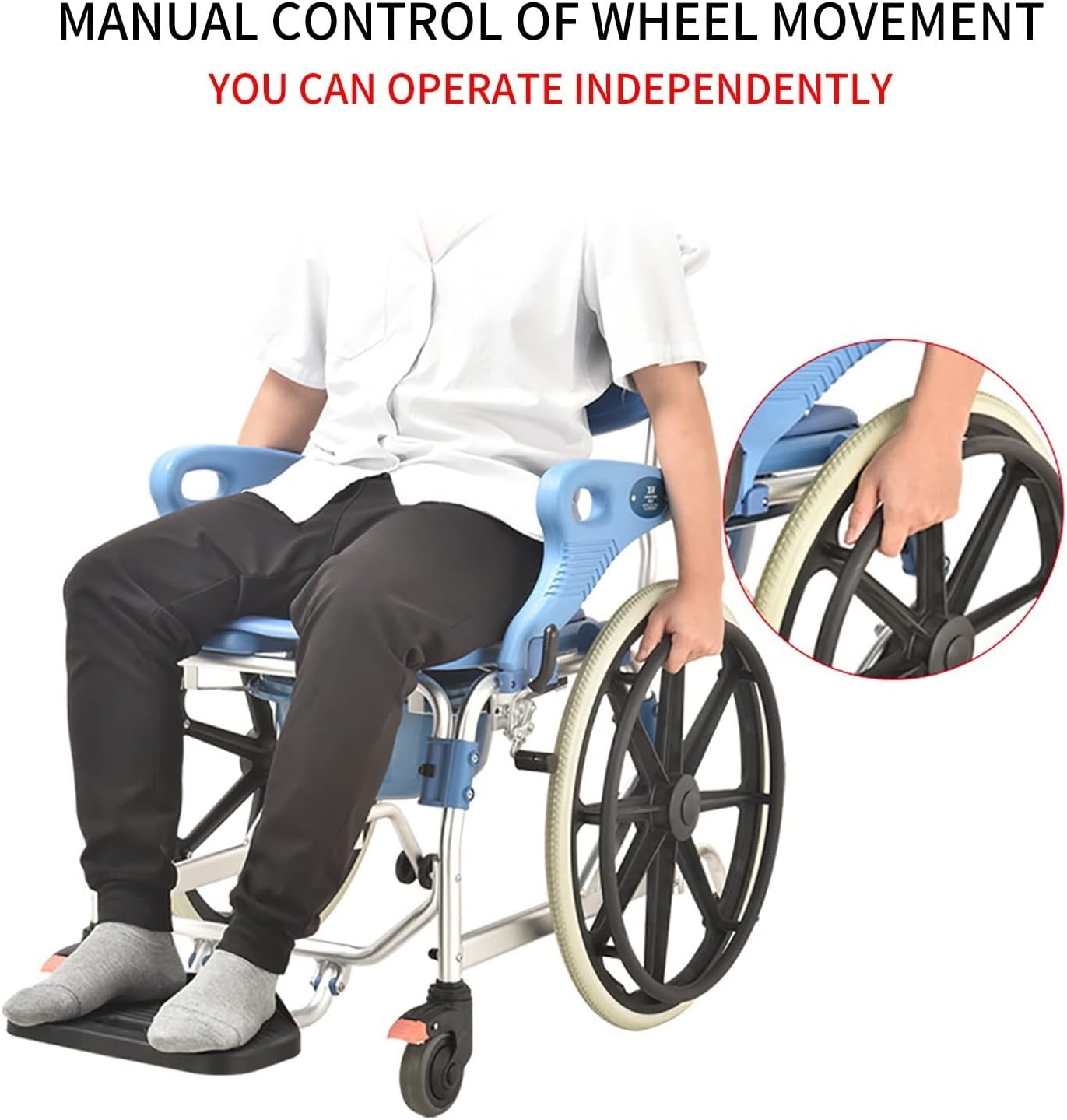 3 in 1 Multipurpose Shower Cum Commode Wheelchair - Wheelchair with Aluminum, 22 inch Wheel