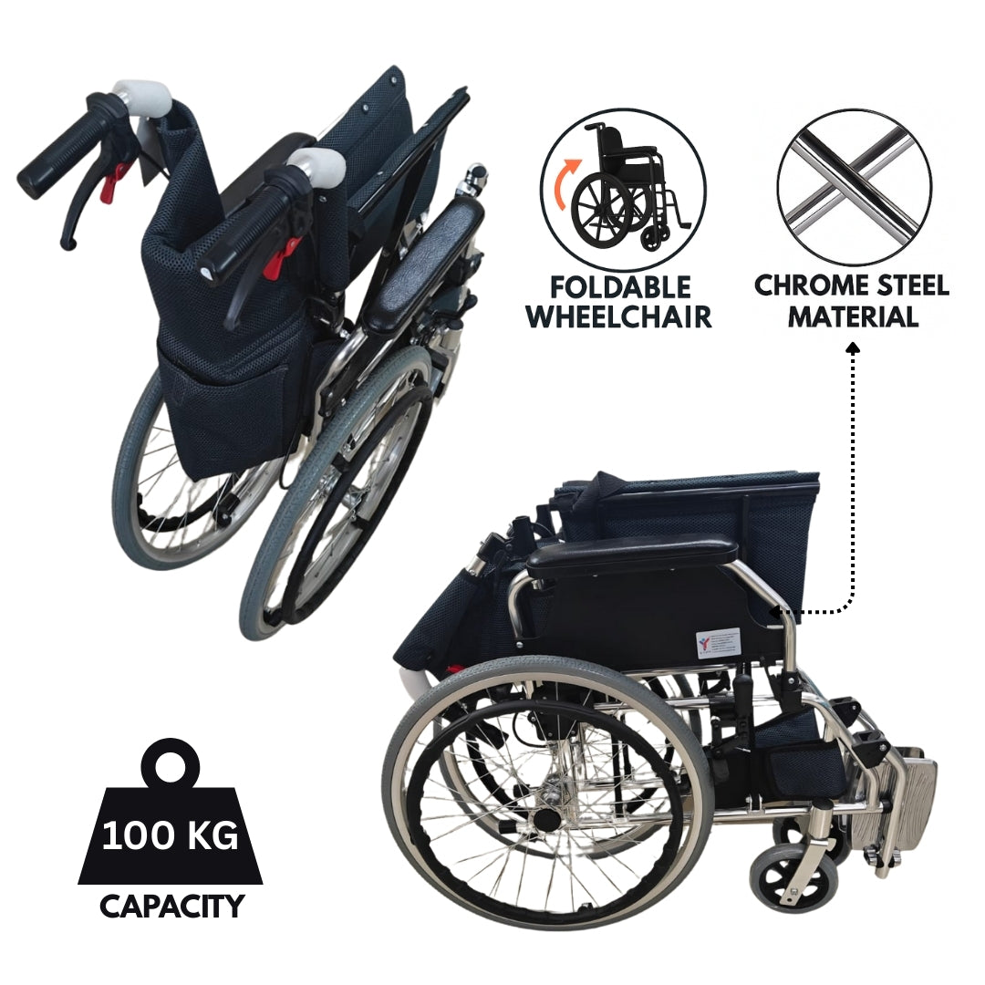 Lightweight Foldable Wheelchair for Travel - Aluminum