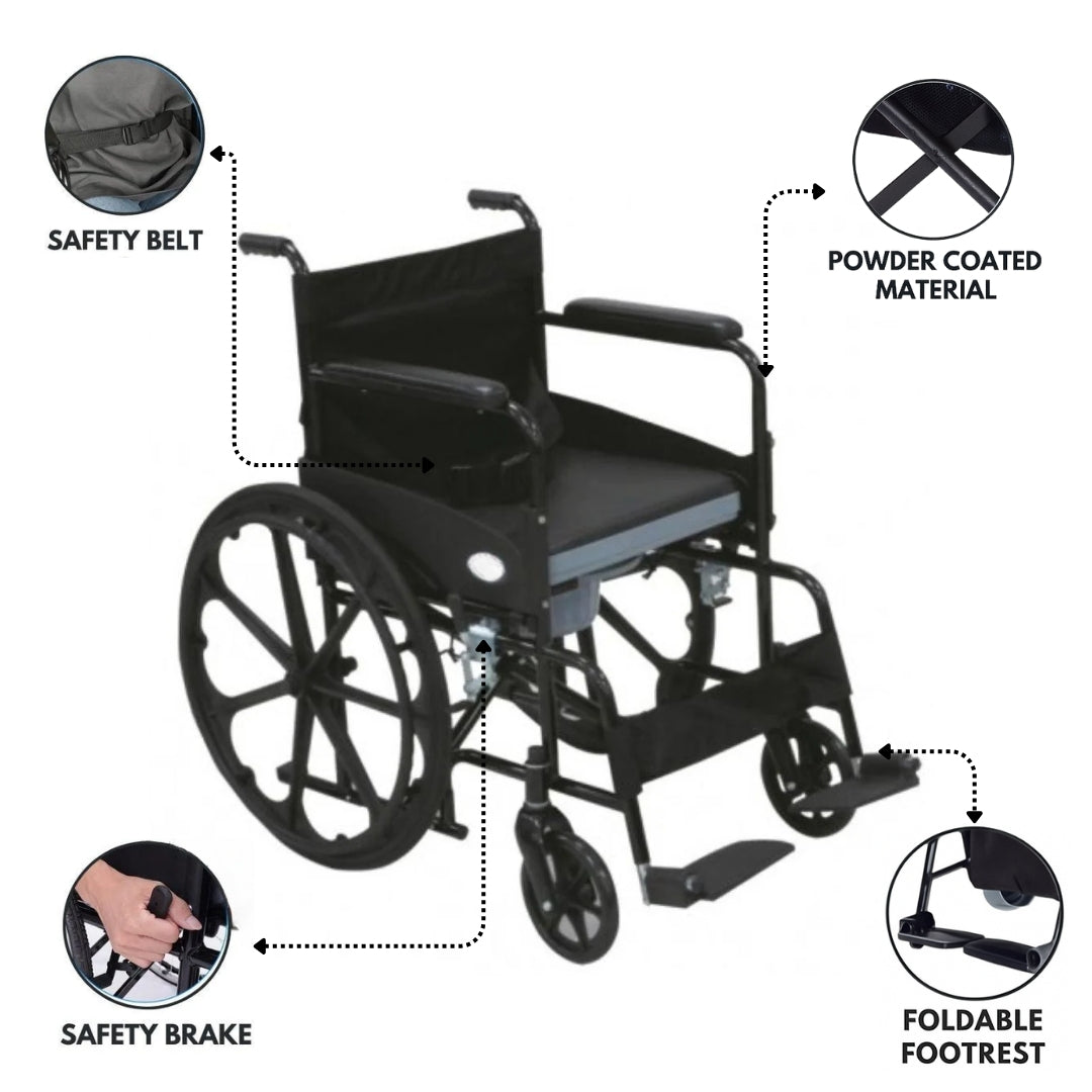 Commode Wheelchair - Powder Coated Wheelchair