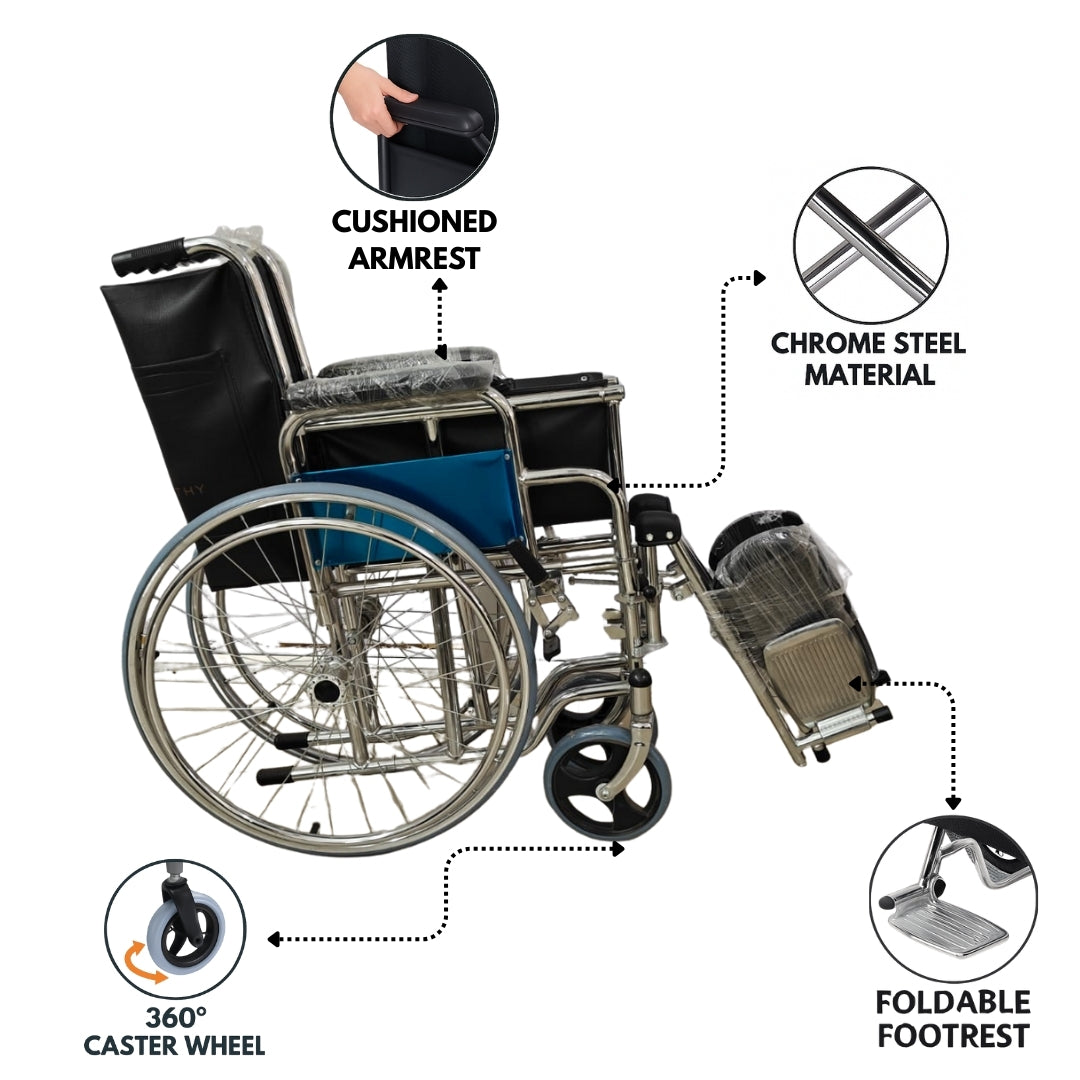 Foldable Wheelchair with Elevating footrest