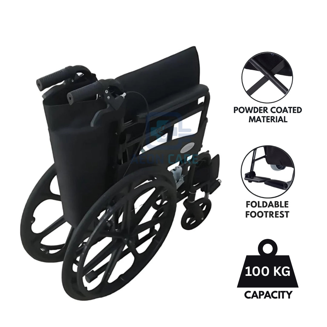 Foldable Lightweight Wheelchair with Attendant Brakes