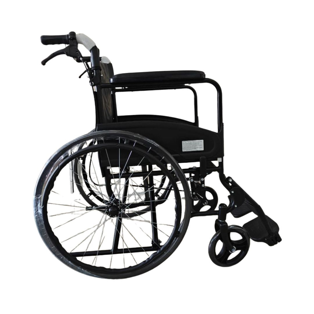 Foldable Lightweight Wheelchair with Attendant Brakes - Matte Finish