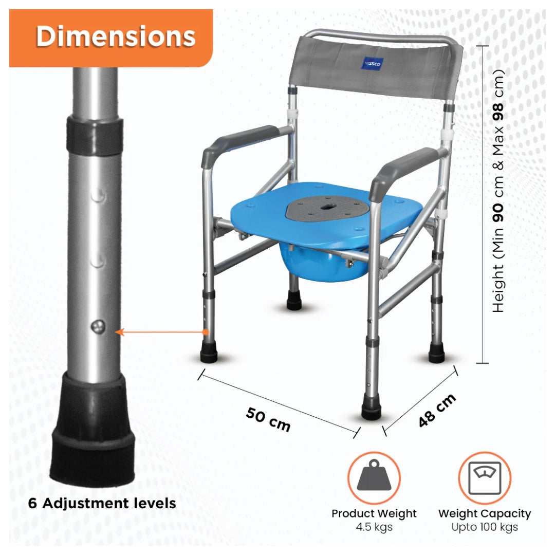 Vissco Foldable Commode Shower Chair (Without Wheels)