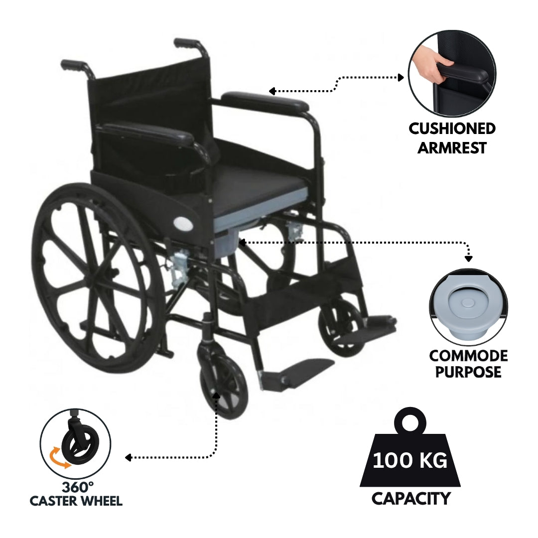 Commode Wheelchair - Powder Coated Wheelchair