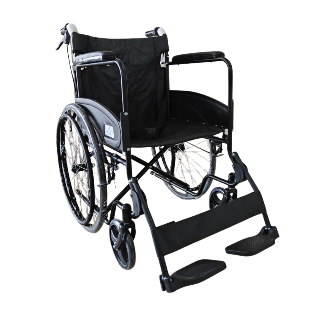 Foldable Lightweight Wheelchair with Attendant Brakes - Matte Finish