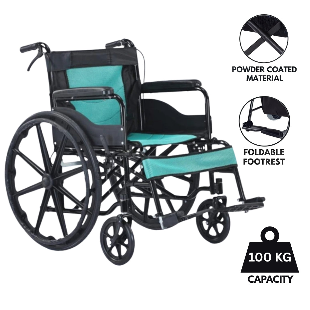Foldable Lightweight Wheelchair with Attendant Brakes 102P