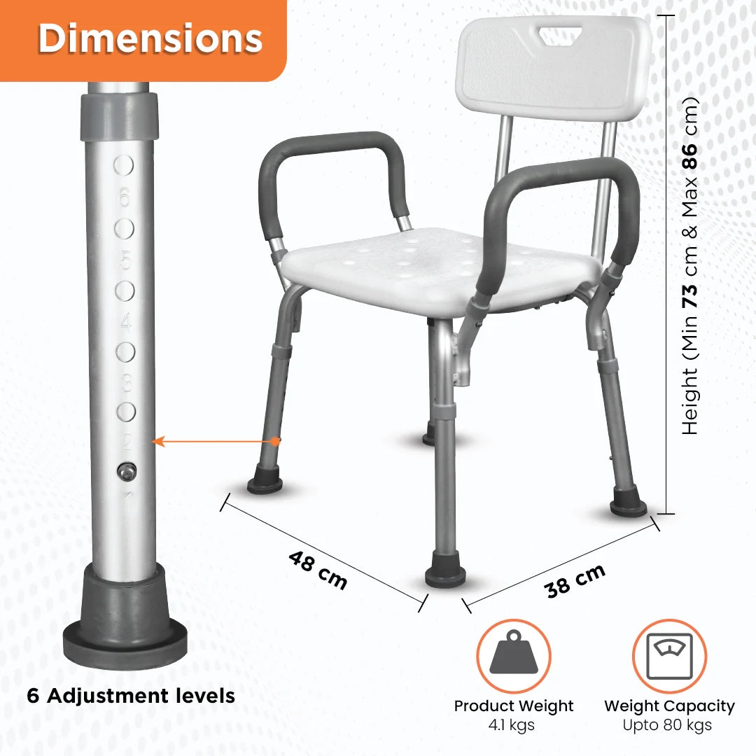 Comfort Shower Chair With Back & Armrest