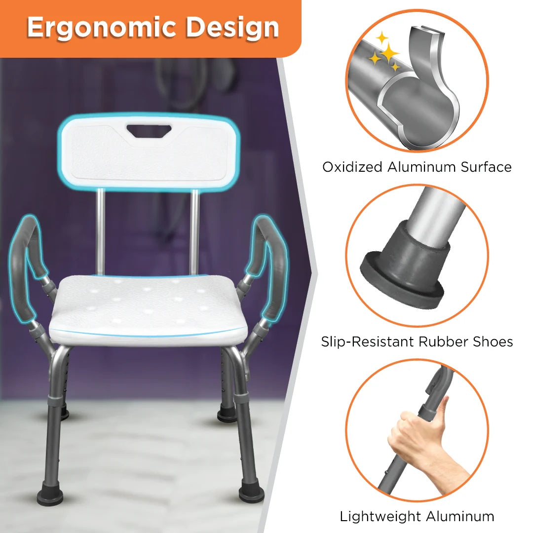 Comfort Shower Chair With Back & Armrest