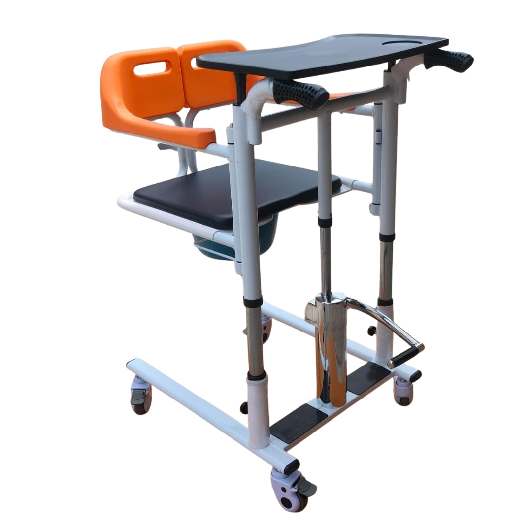 Multipurpose Lift & Transfer Wheelchair - Hydraulic with Commode & Food Tray