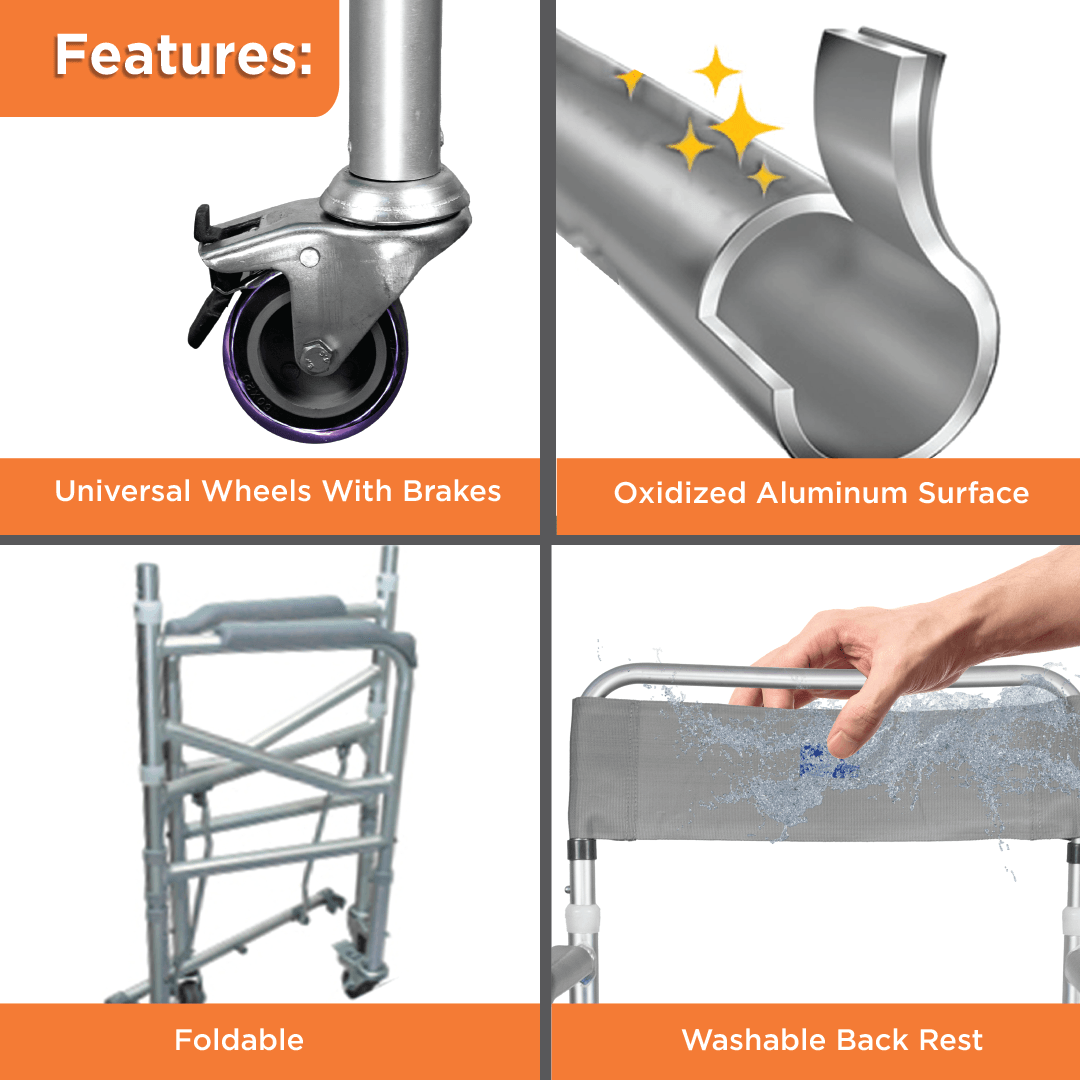 3 in 1 Multipurpose Commode Shower Chair with Wheels - Foldable - AeonCare