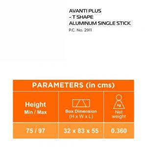 Vissco Avanti plus T shape aluminium single stick - AeonCare