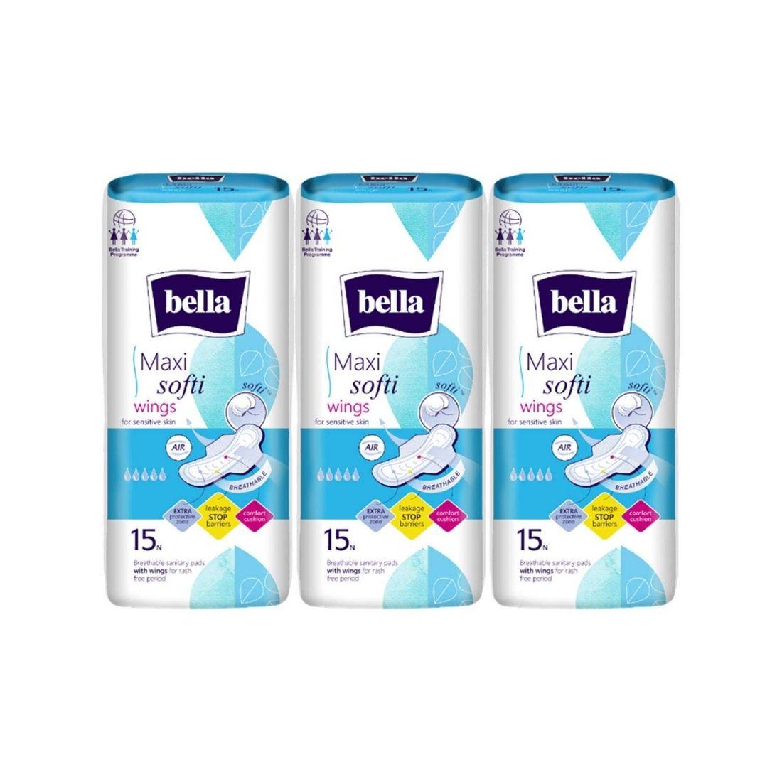 Bella Maxi Soft Wings Classic Sanitary Pads - 15Pcs (Pack of 3) - AeonCare