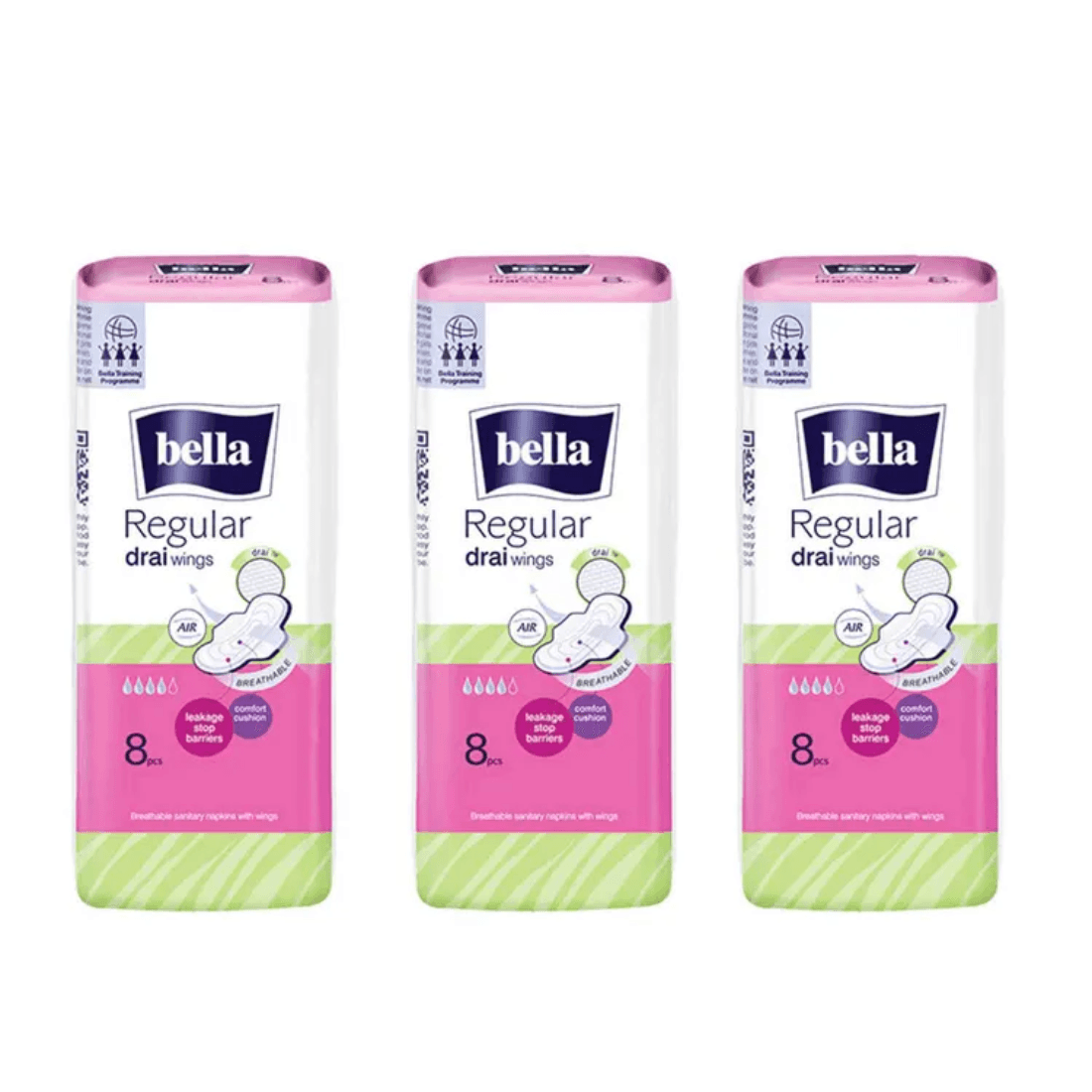 Bella Regular Drai Wings Classic Sanitary Napkins - 8Pcs (Pack of 3) - AeonCare