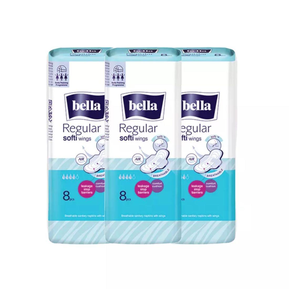 Bella Regular Softi Wings Classic Sanitary Napkins - 8Pcs (Pack of 3) - AeonCare