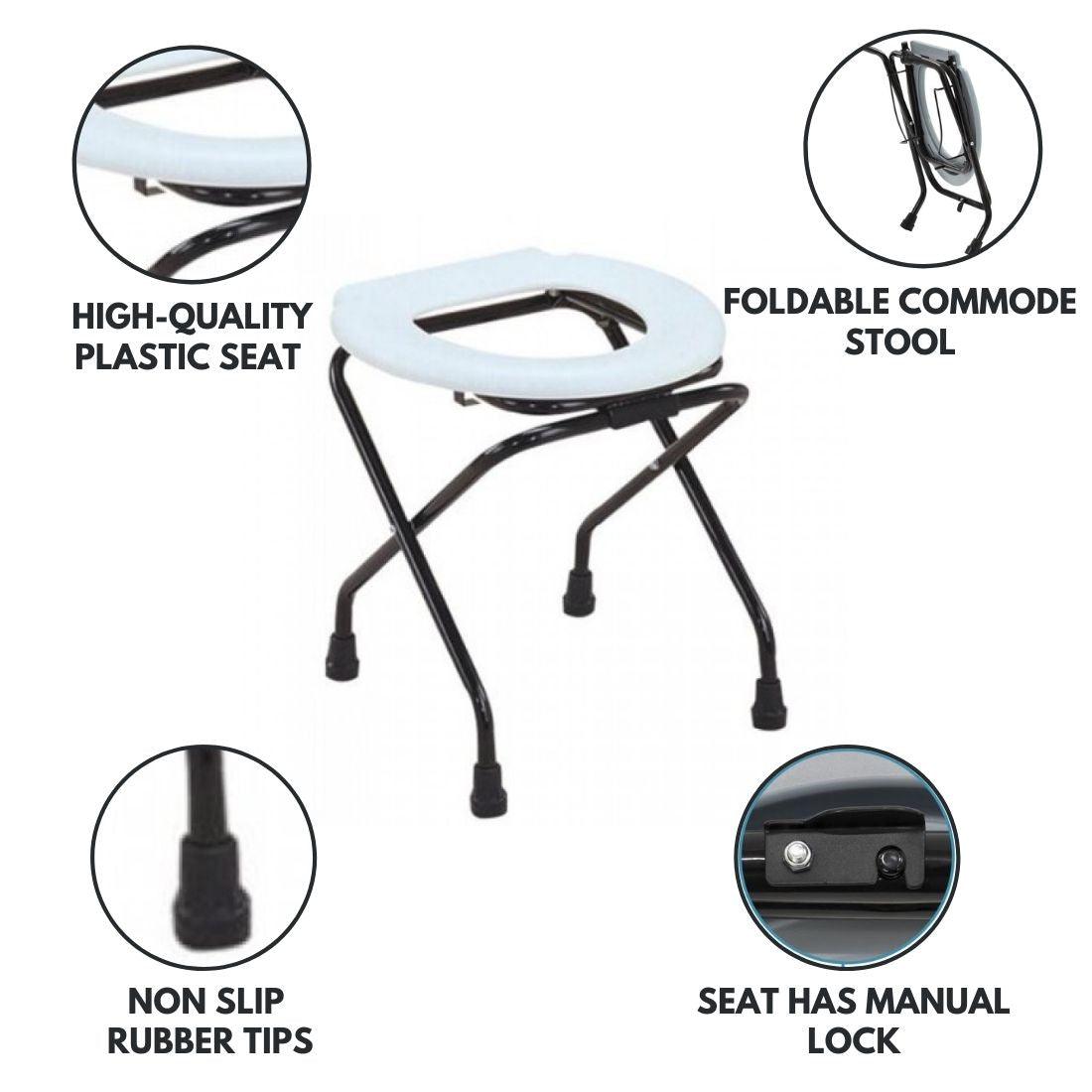 Commode Stool - Foldable with Locking Mechanism - AeonCare