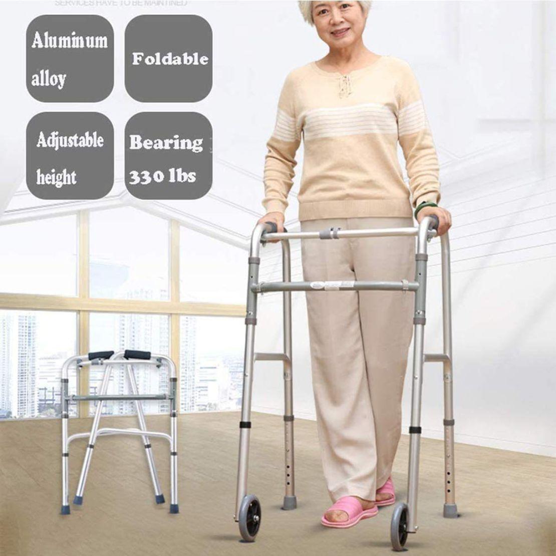 Adult Walker with Wheels - Foldable, Height Adjustable, Reciprocating Walking Frame - AeonCare