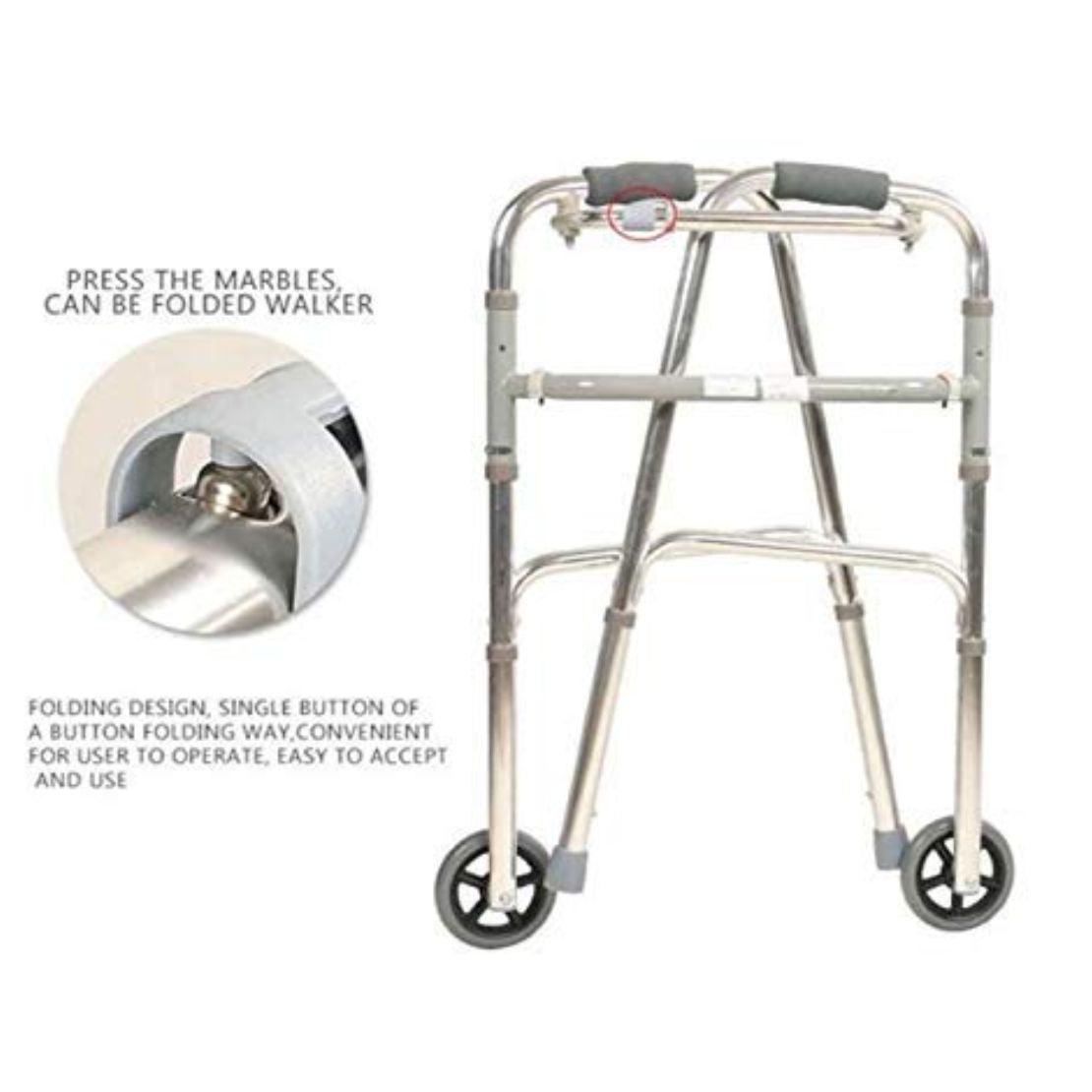 Adult Walker with Wheels - Foldable, Height Adjustable, Reciprocating Walking Frame - AeonCare