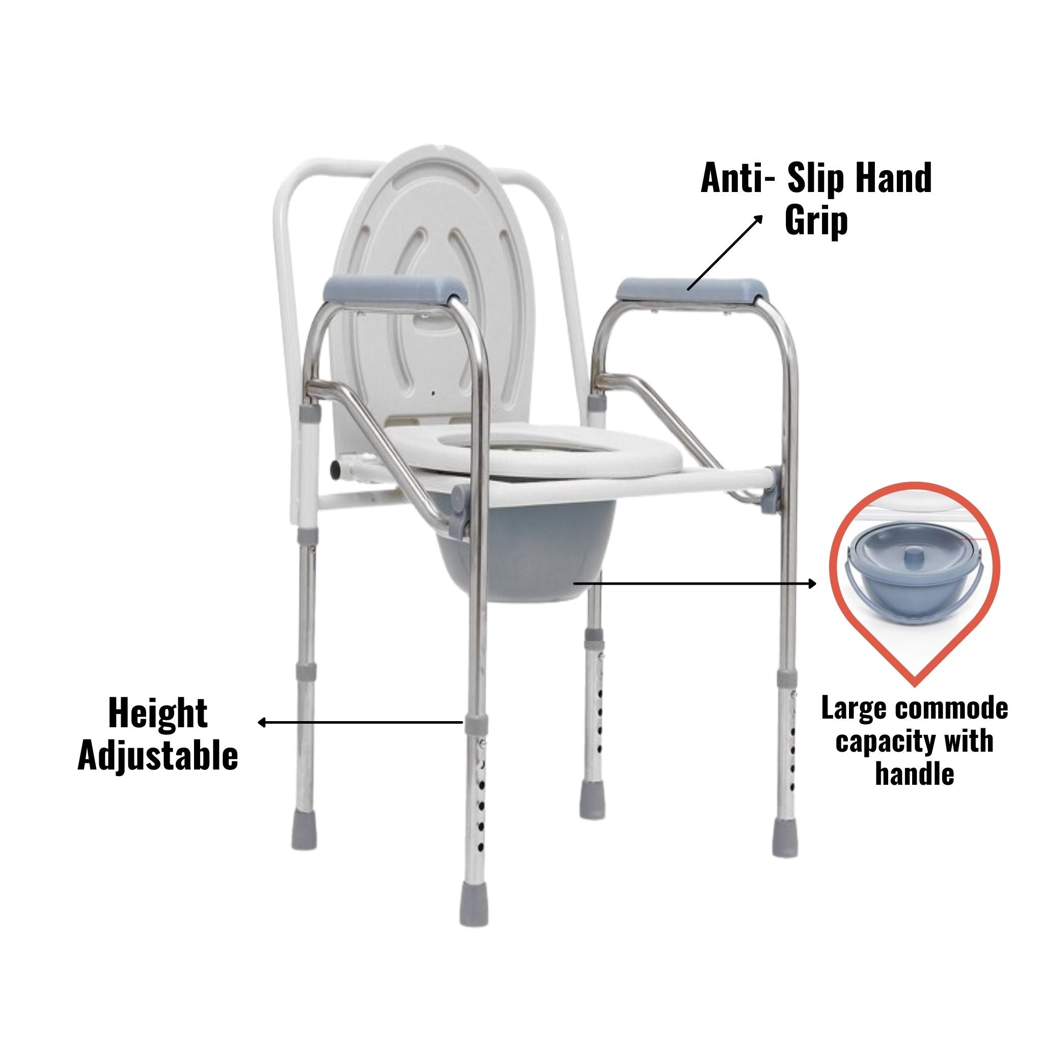 Foldable Commode Chair with Toilet Pot