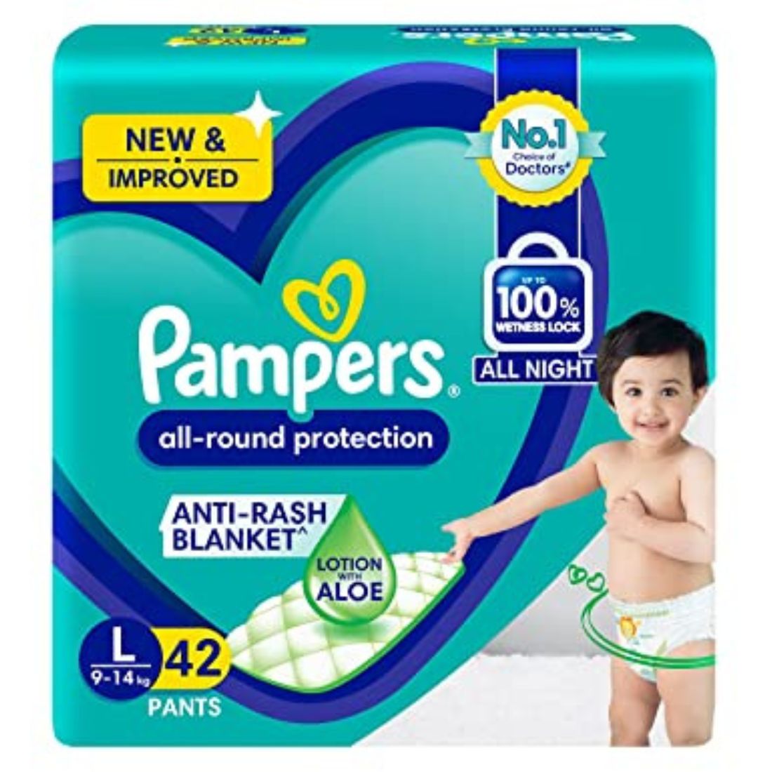 Pampers All round Protection Pants, Baby Diapers with Aloe Vera