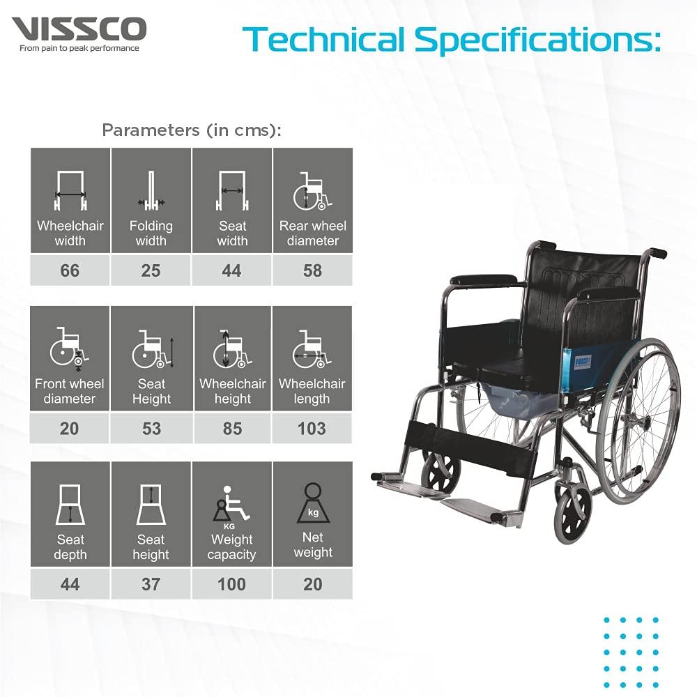 Vissco Comfort Lite Wheelchair | With Commode - AeonCare