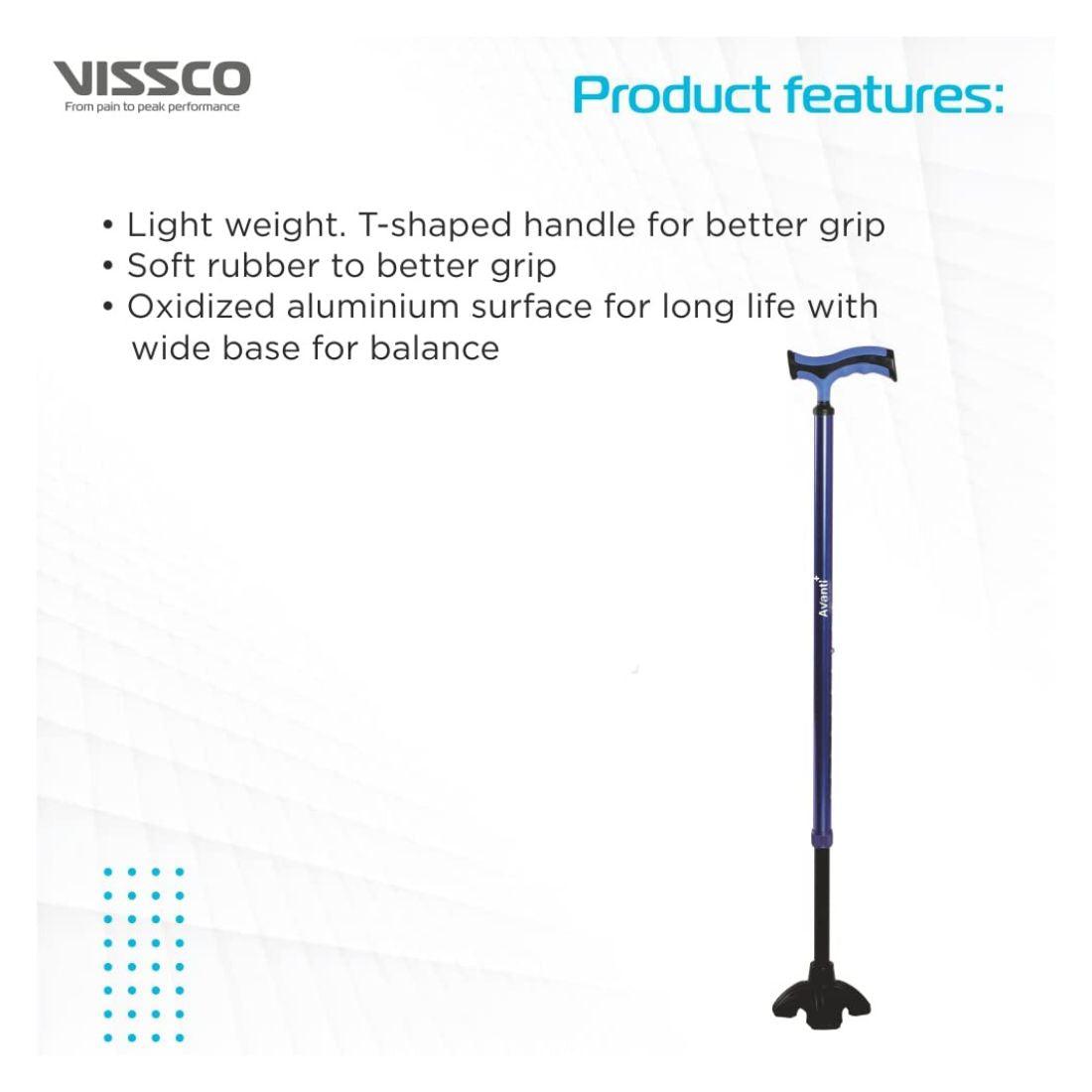 Vissco Avanti Plus T Shape Aluminium Stick With Big Shoe - AeonCare