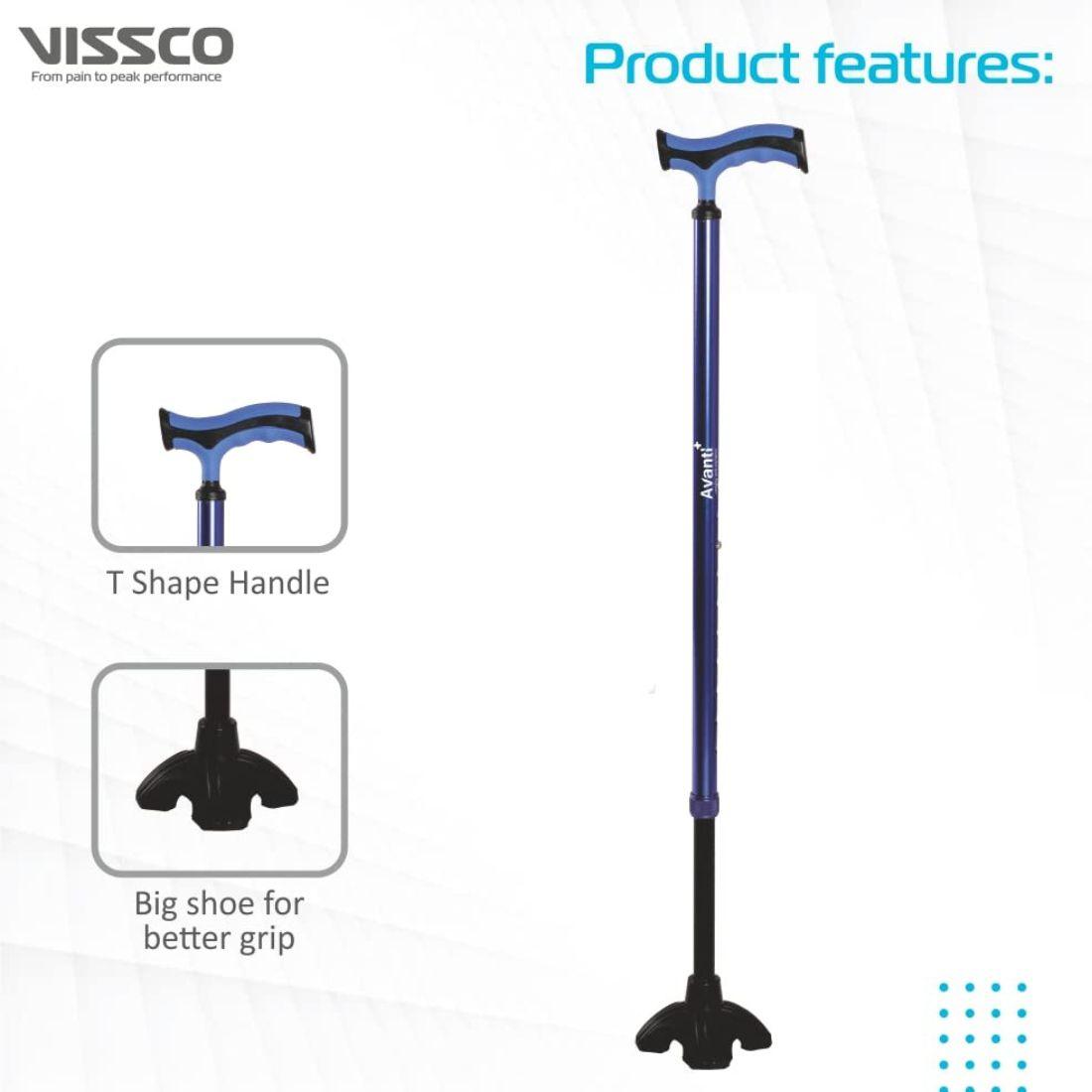 Vissco Avanti Plus T Shape Aluminium Stick With Big Shoe - AeonCare