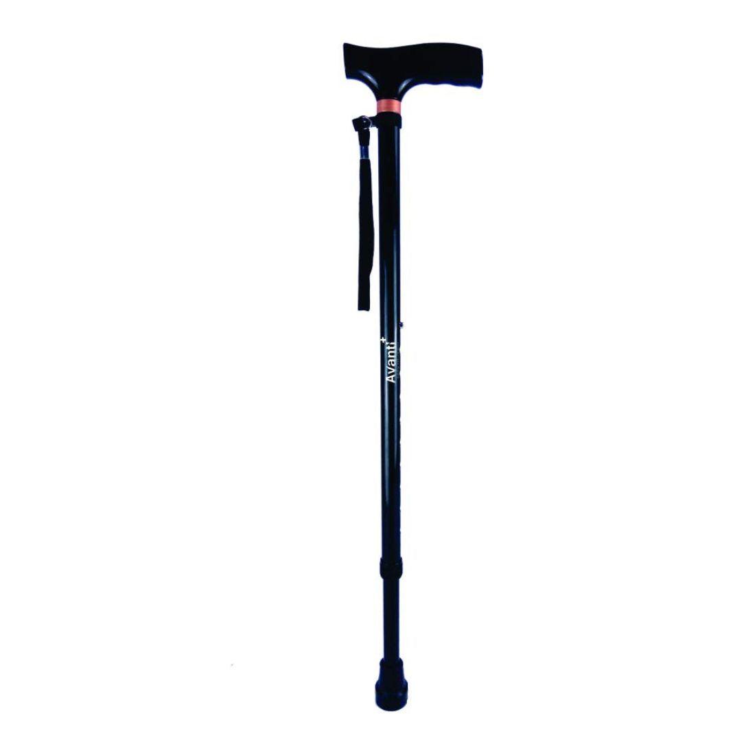 Vissco Avanti Black T Shape Aluminium Stick - AeonCare
