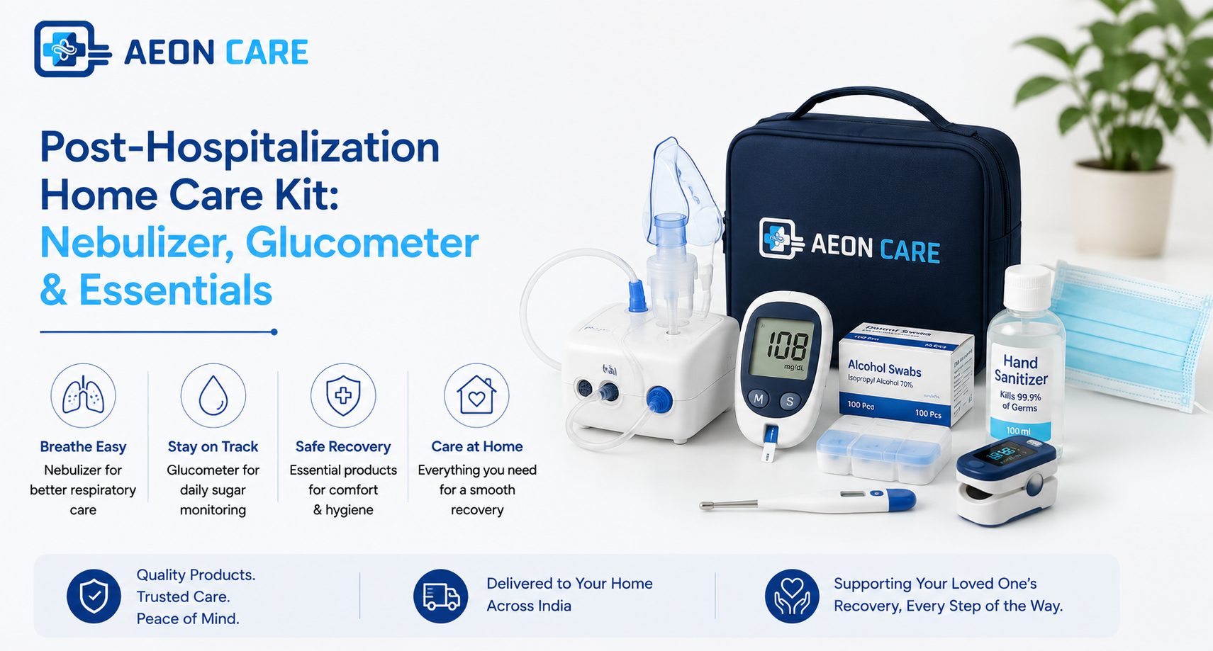 Post-Hospitalization Home Care Kit: Nebulizer, Glucometer & Essentials